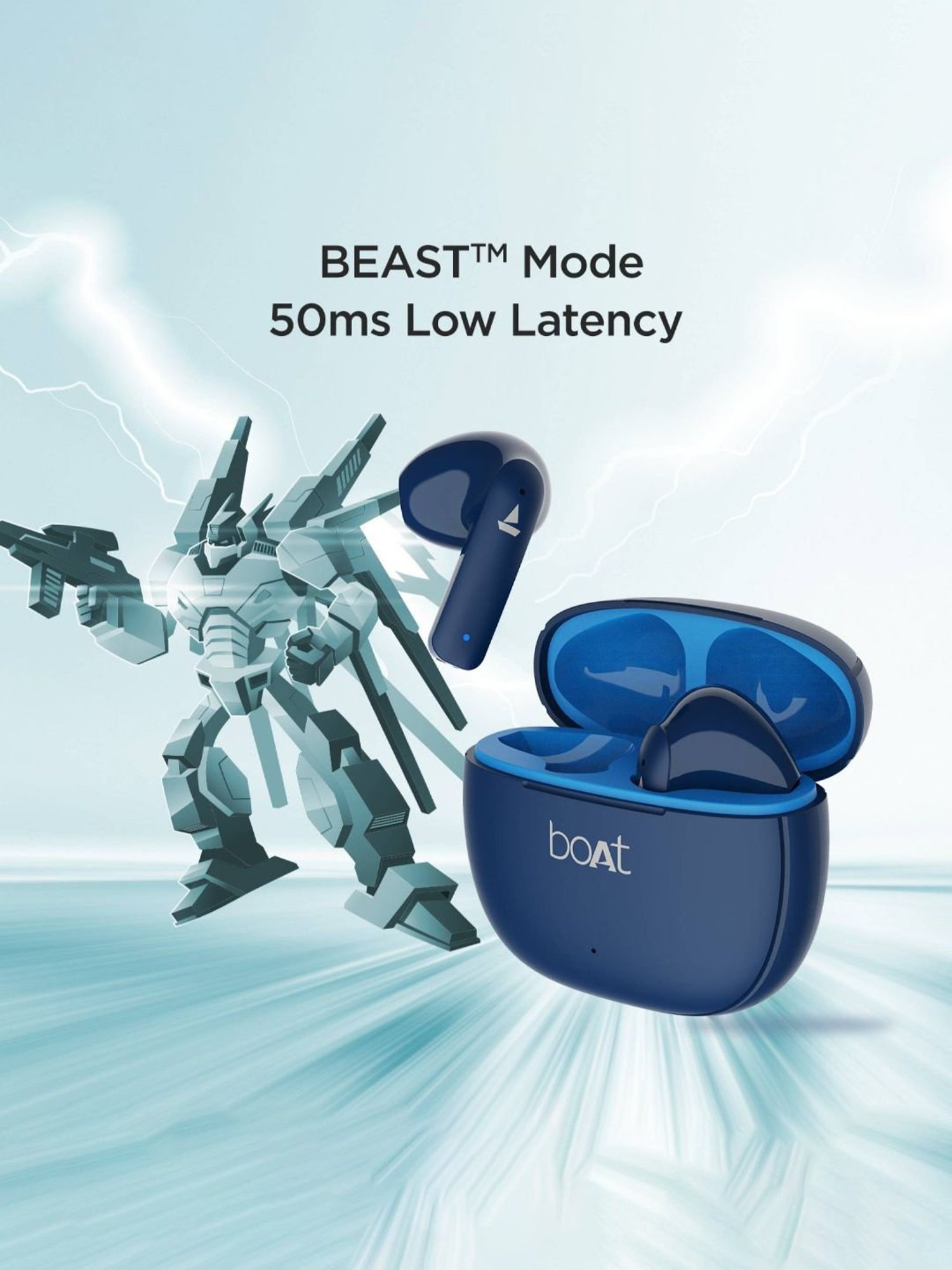 Boat Airdopes 100 In Ear BT Earbuds with Quad Mics ENx Technology (Sapphire Blue, True Wireless)