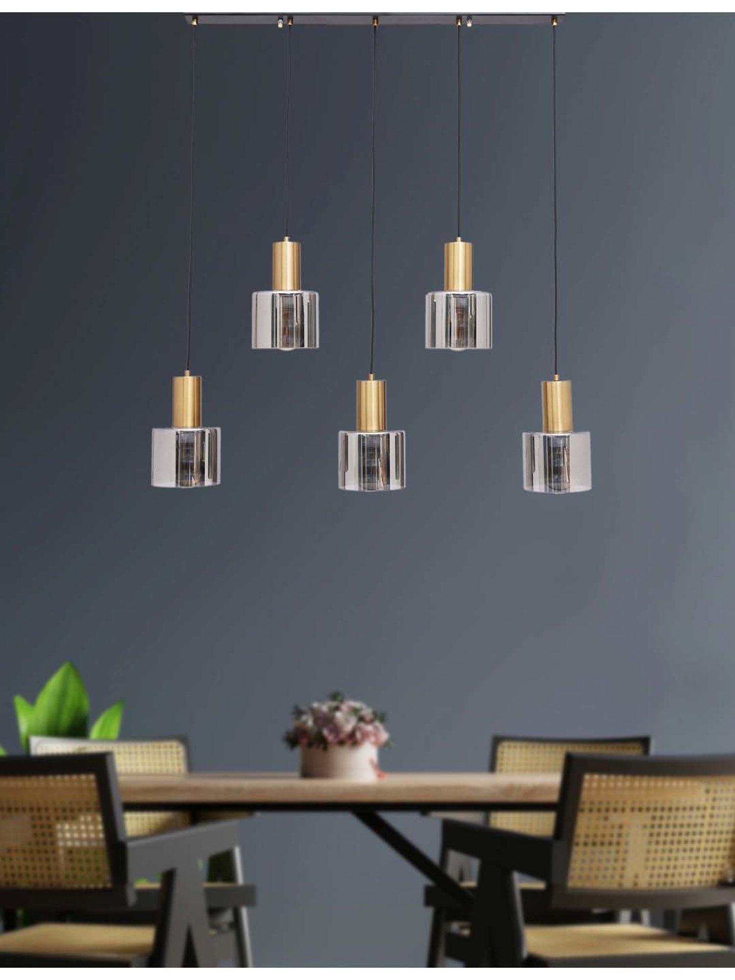 Fos Lighting Antique Brass Finish Allure 5 Light Chandelier - Set of 1