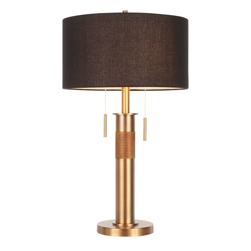 Trophy Industrial Table Lamp with Linen Shade (Includes LED Light Bulb) Black - LumiSource