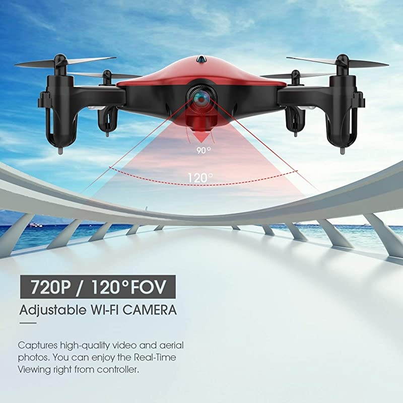 Drone for Kids Drocon  FPV WiFi Drone with Camera 1080P FHD Realtime Video Feed Great Drone for Beginners Quadcopter Drone with Altitude Hold OneKey TakeOff Landing Foldable Arms Red