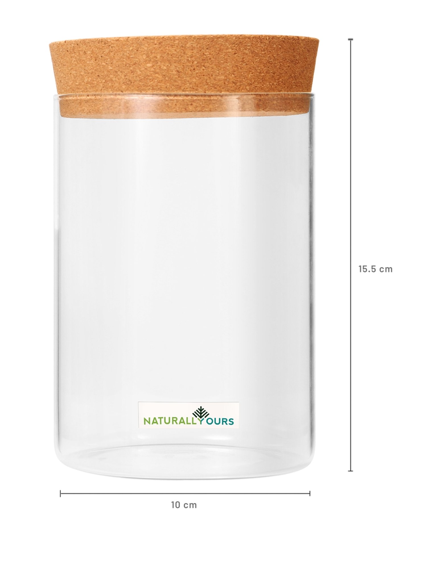 NATURALLYOURS Borosilicate Transparent Glass Storage Jars With Cork Lid - 920 ml