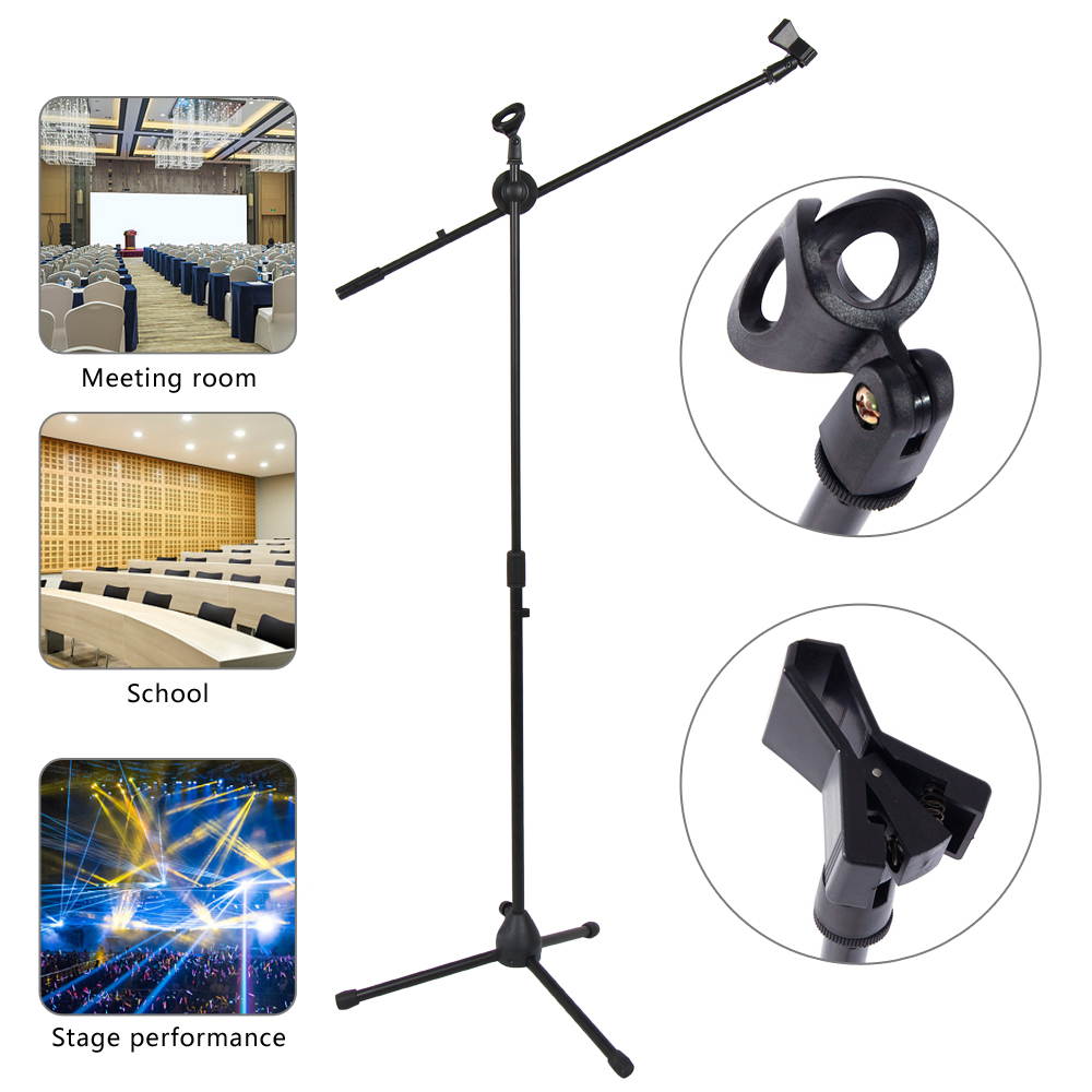 New Glarry Folding Type Tripod Microphone Boom Mic Stand Metal