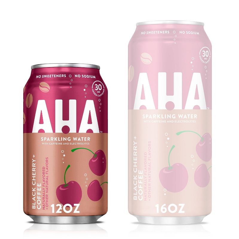AHA Black Cherry + Coffee Sparkling Water - 8pk/12 fl oz Cans