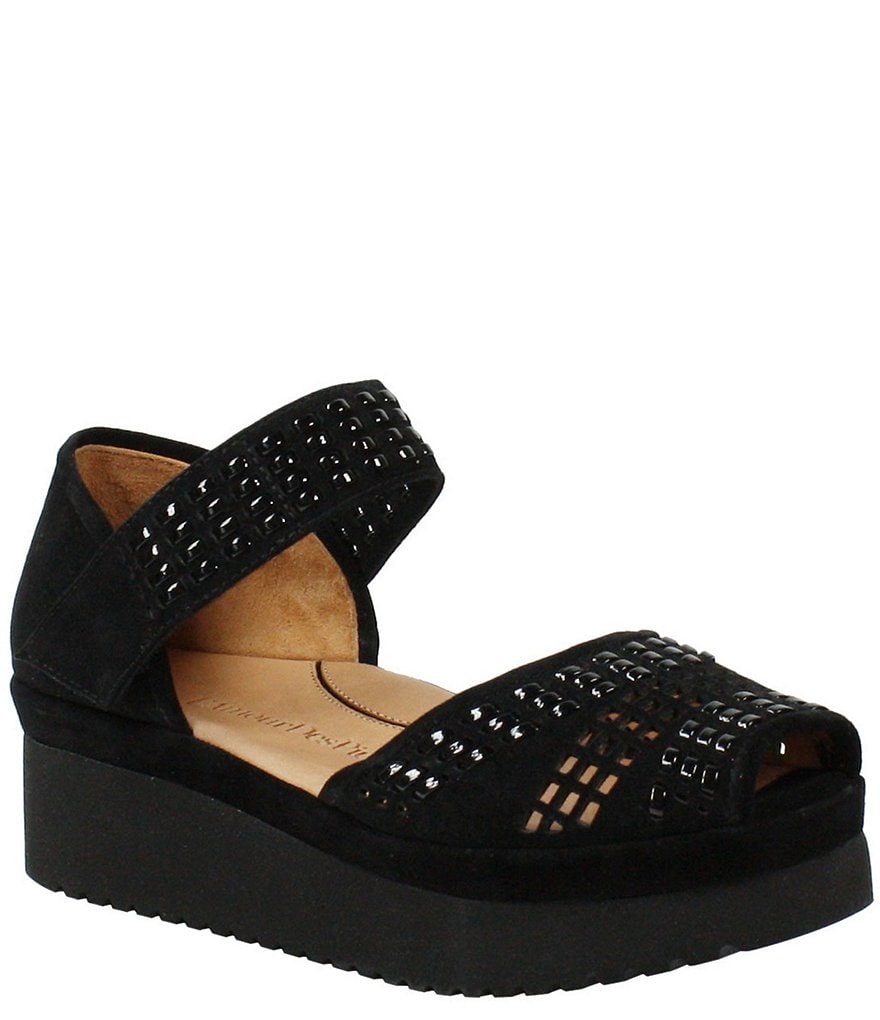 L'Amour Des Pieds Amalsinda Suede Patent Weave Platform Sandals