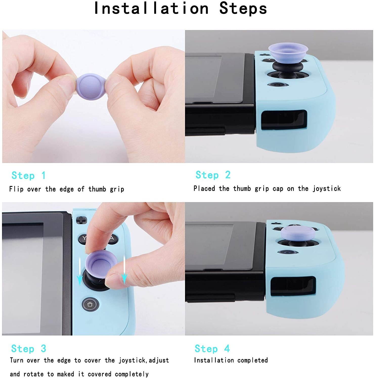 eXtremeRate PlayVital Switch Joystick Caps, Switch Lite Thumb Stick Caps, Silicone Analog Cover Thumb Grip Rocker Caps for Nintendo Switch Joy-Con Controller & Switch Lite, 4 Pcs Mint Green