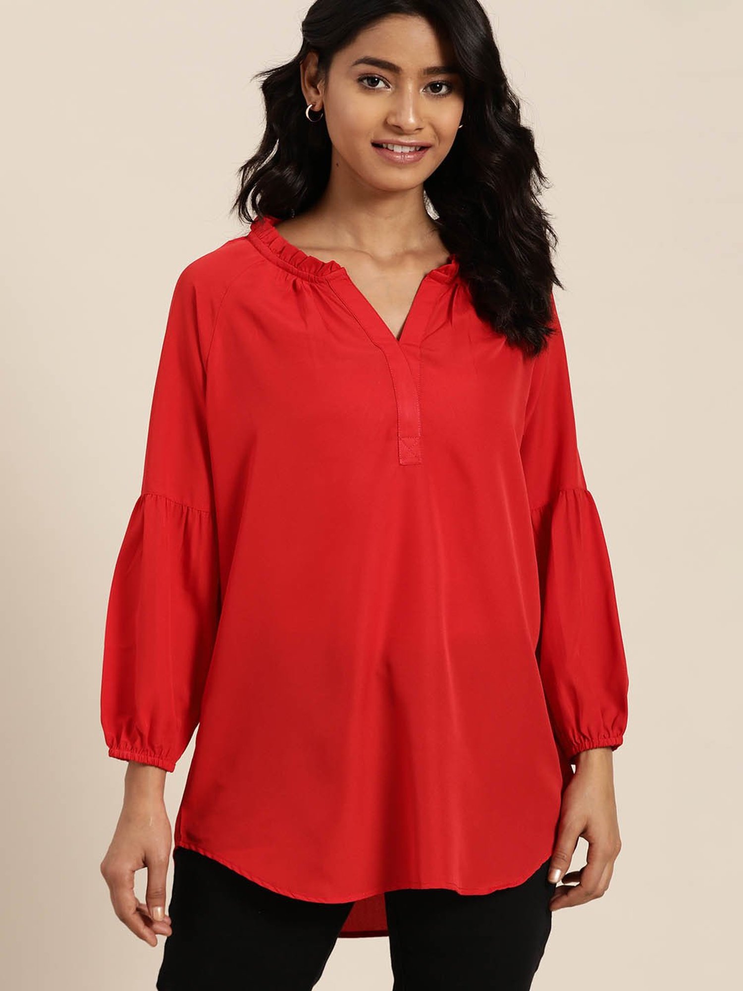 Qurvii Red A-Line Top