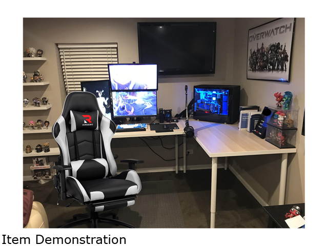 Massage Racing Chair with Retractable Footrest Gaming Chair - Computer Office Adjustable Lumbar Cushion Headrest Swivel Rocking Function Desk Chair 5 Colors