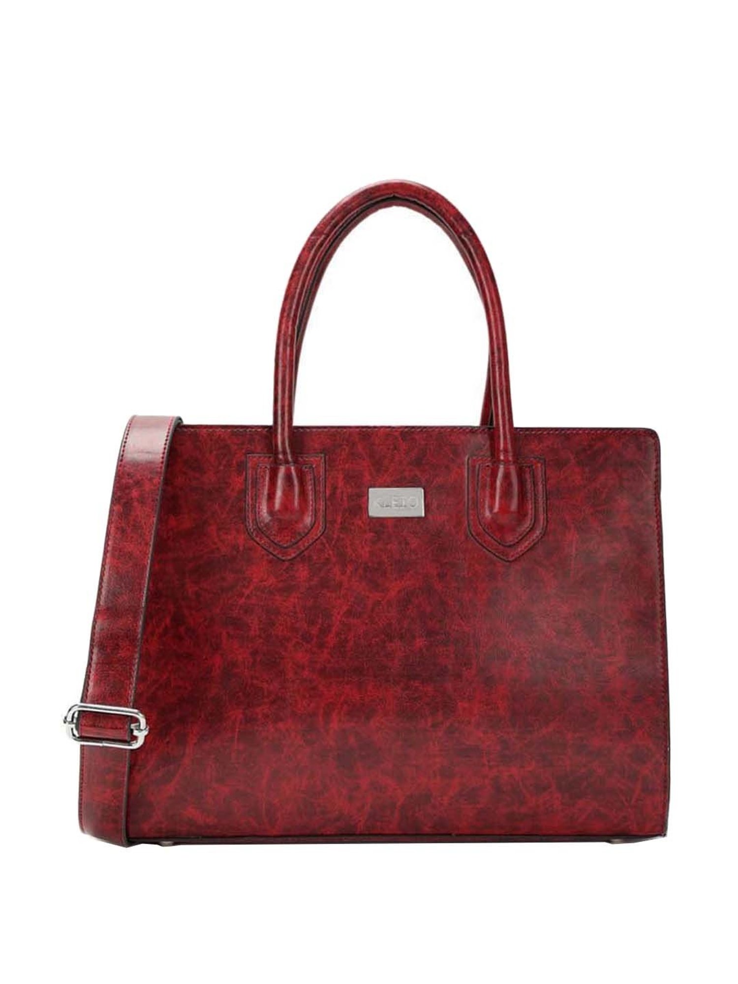KLEIO Maroon Solid Medium Tote Handbag