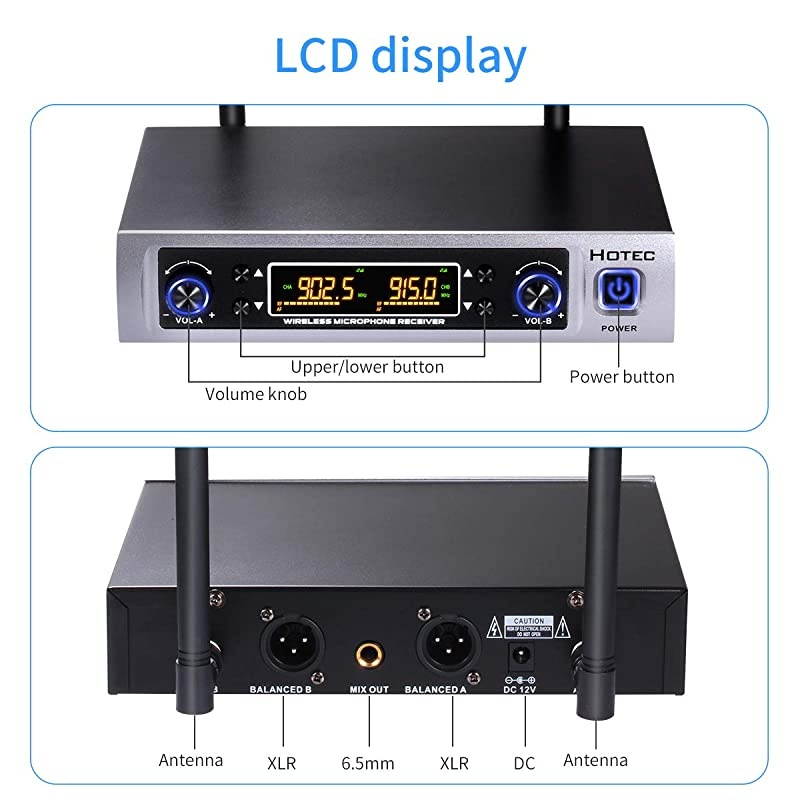 UHF Dual Wireless Microphone System with Lapel Lavalier and Headset Microphones Over PA Mixer Speaker Karaoke Machine for Church Training Classroom Interview HK25