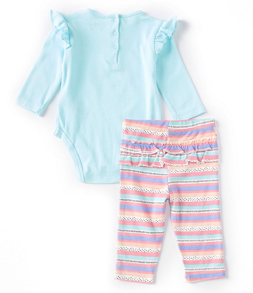 Little Me Baby Girls 3-12 Months Long-Sleeve Earth Bodysuit & Striped Leggings Set