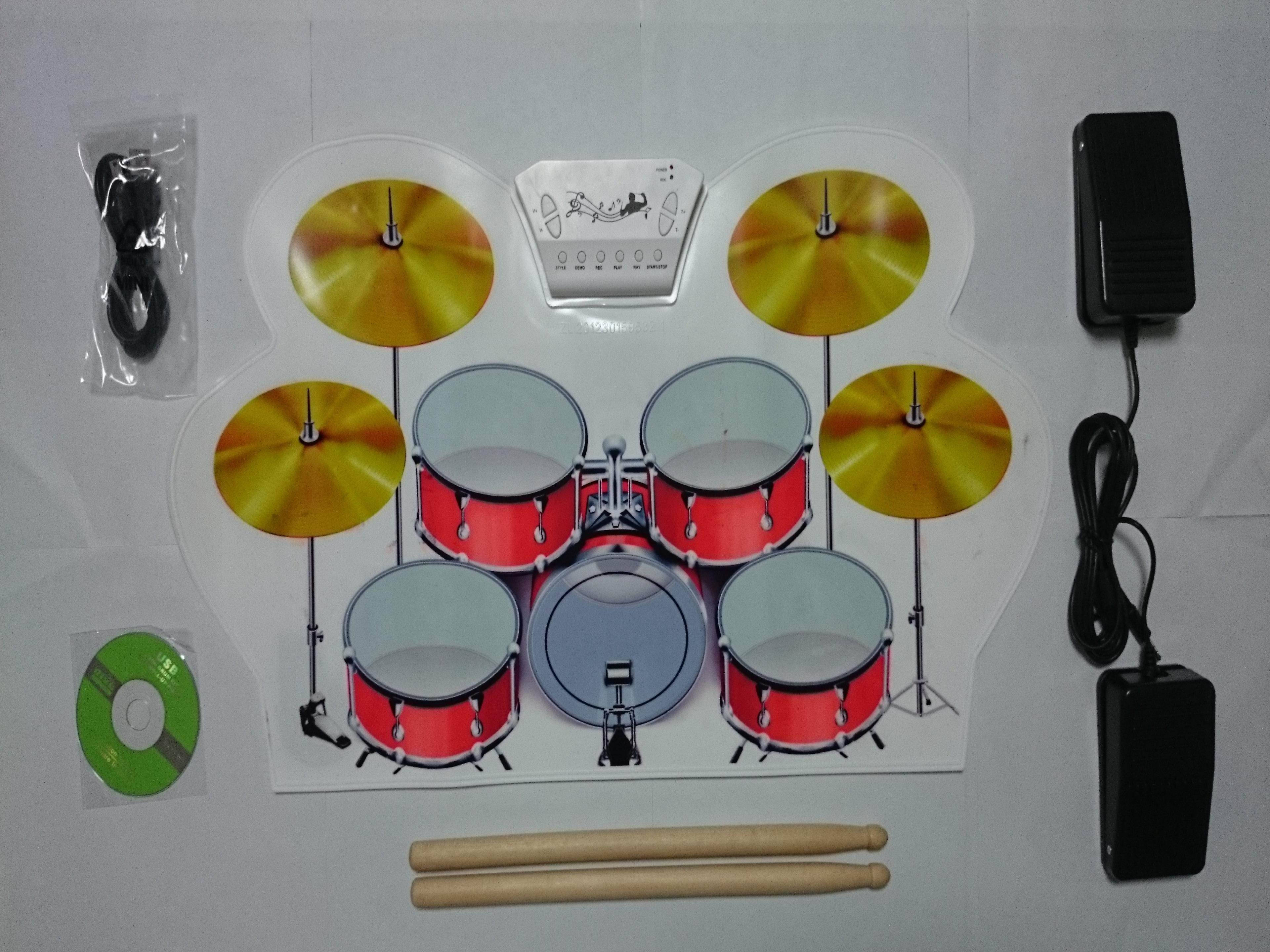 MD1008 Portable Roll-up Electronic USB Midi Drum Kit With Drumsticks Pedals