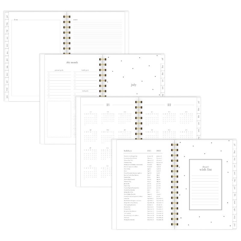 2021-22 Academic Planner 8.5"x5.5" Frosted Plastic Wirebound Weekly/Monthly Black with White Dot - Sugar Paper™