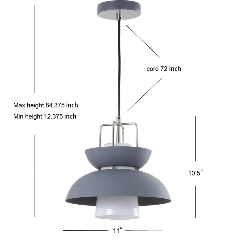 11" Metal Paul Farmhouse Pendant (Includes Energy Efficient Light Bulb) Gray - JONATHAN Y