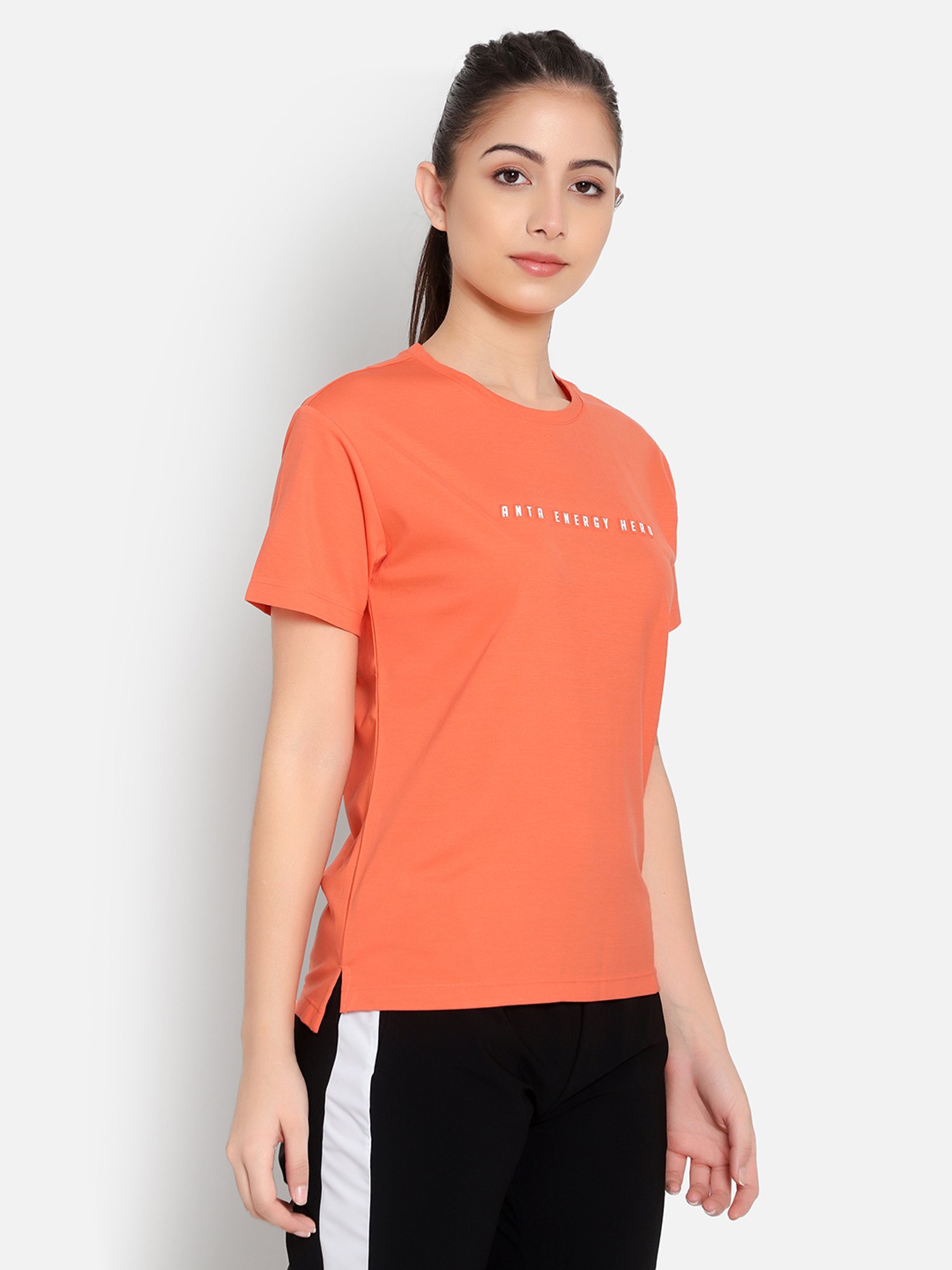 Anta Orange Printed Sports T-Shirt
