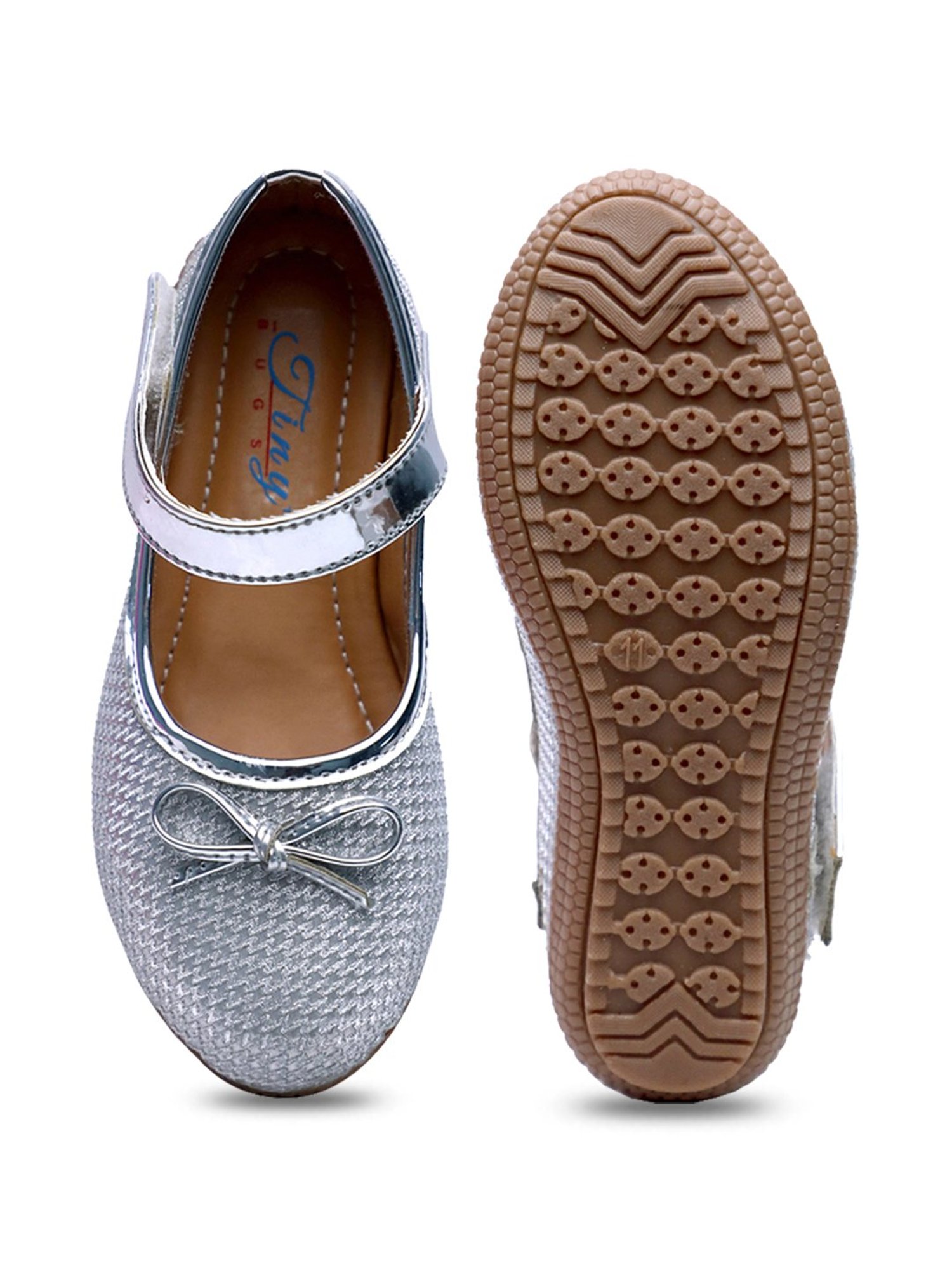 Tiny Bugs Kid's Silver Mary Jane Shoes