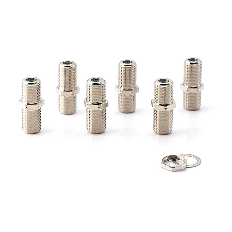 Cable Extension Coupler with Washer and Nut | 10 Pack | Works with Wall Plates | Connects Two Coaxial Video Cables for Coax F81 Female to Female 3GHz Satellite CATV