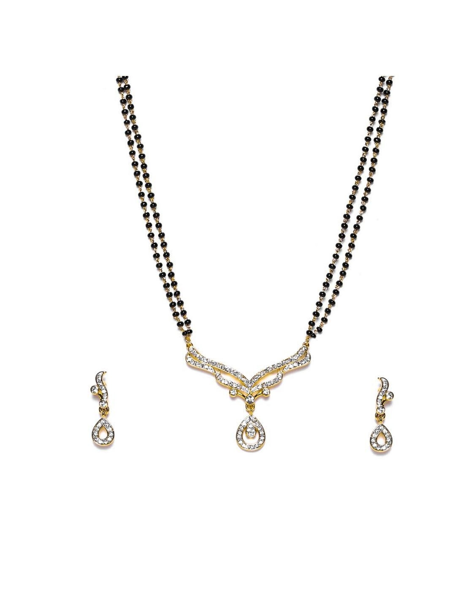 Estele Gold-Plated Adorn Drop Mangalsutra Necklace Set for Women