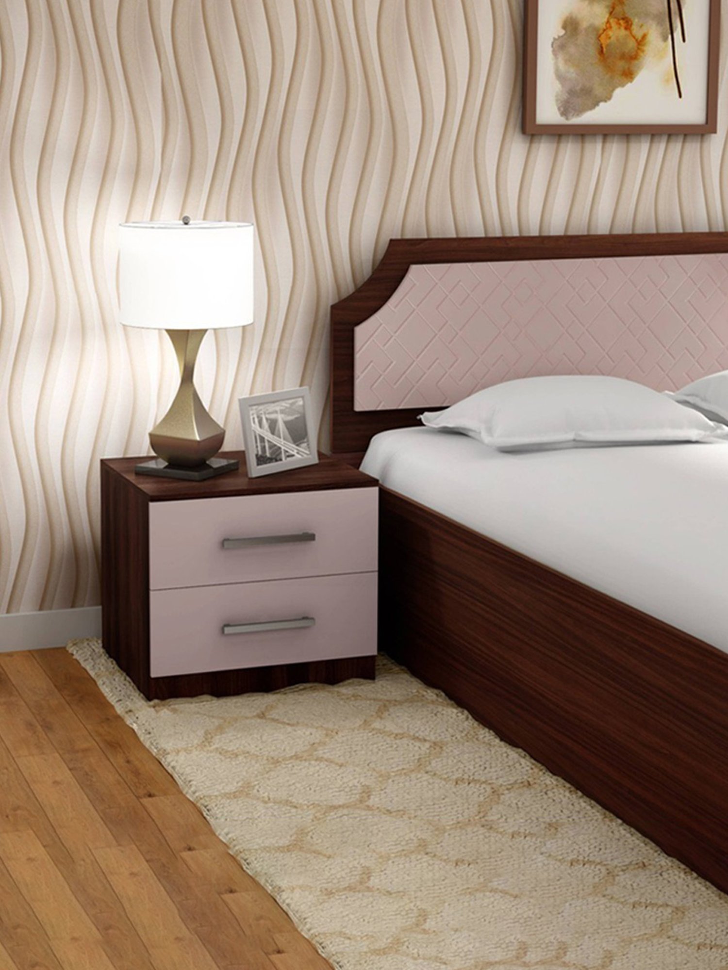 Godrej Interio Morf Brown Engineered Wood Standerd Bedside Table