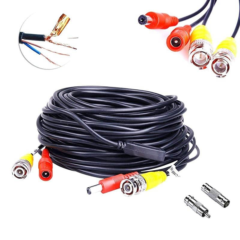 4 Pack 100ft BNC Video Power Cable Security Camera Extension Wire Cord Extension Cable with 8pcs BNC to RCA Connectors for CCTV DVR Surveillance System4 PackBlack