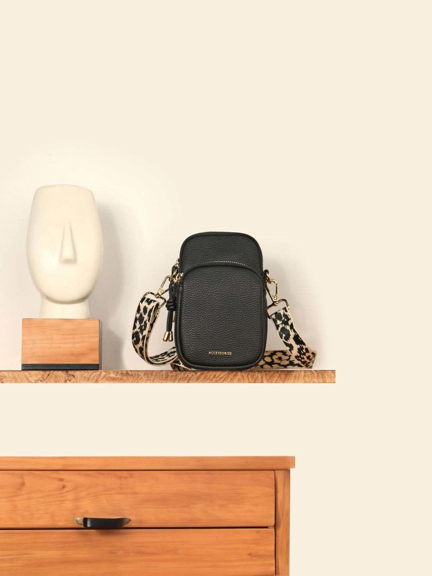 Accessorize London Black Polyester Solid Mobile Pouch