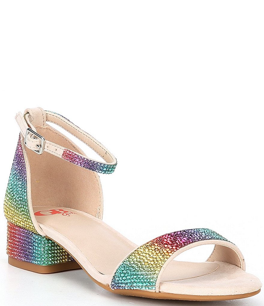 GB Girls' Amaze-Girl Jeweled Two Piece Rainbow Sandals (Youth)