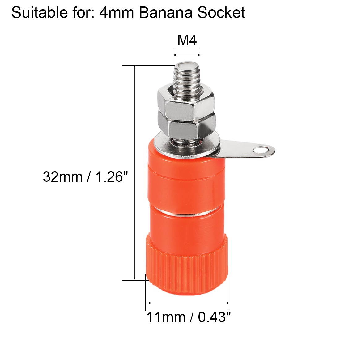 3 Pairs Binding Post Terminal, M4 Thread Power Amplifier Speaker Connector, Banana Plug Jack Socket 1.26-inch Length