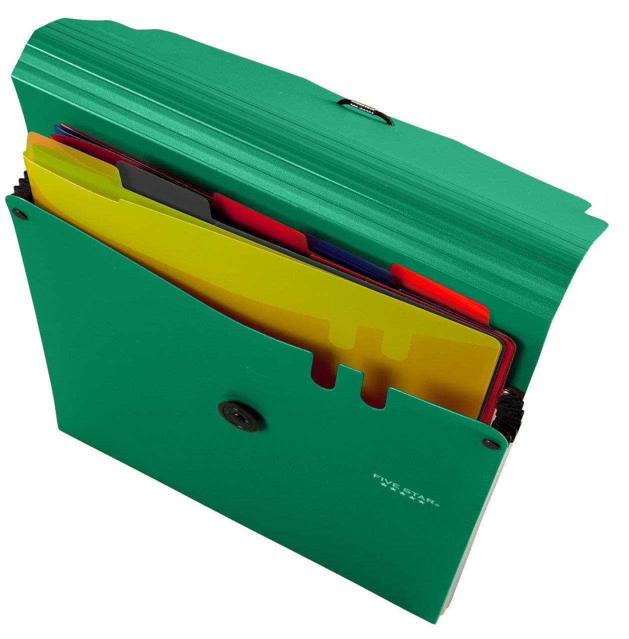 Five Star Expanding File Folder, 5-Pocket Vertical Expandable File Folder, Green (72695)