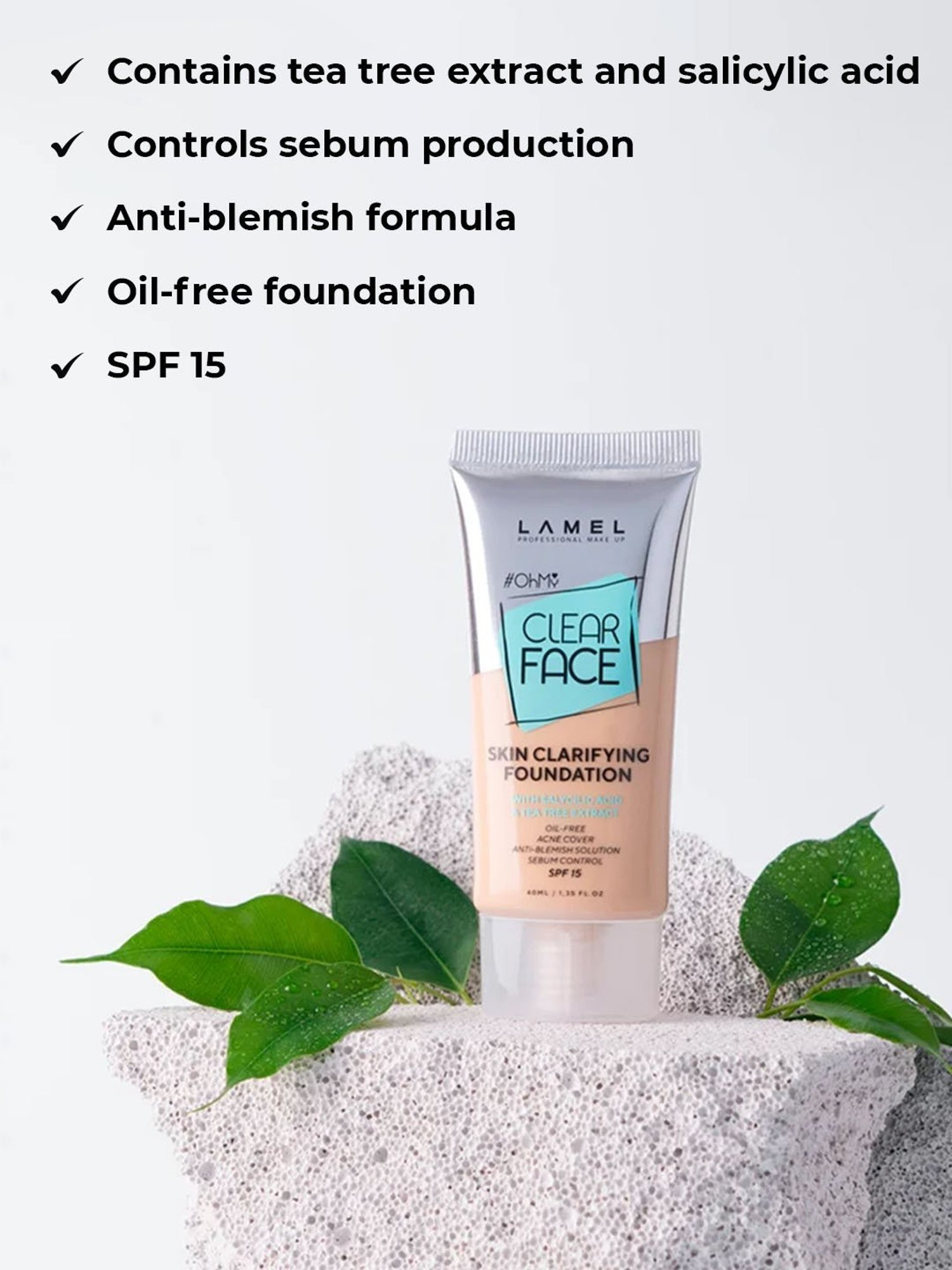 Lamel Oh my Clear Face Foundation SPF 15 406 Sand - 40 ml