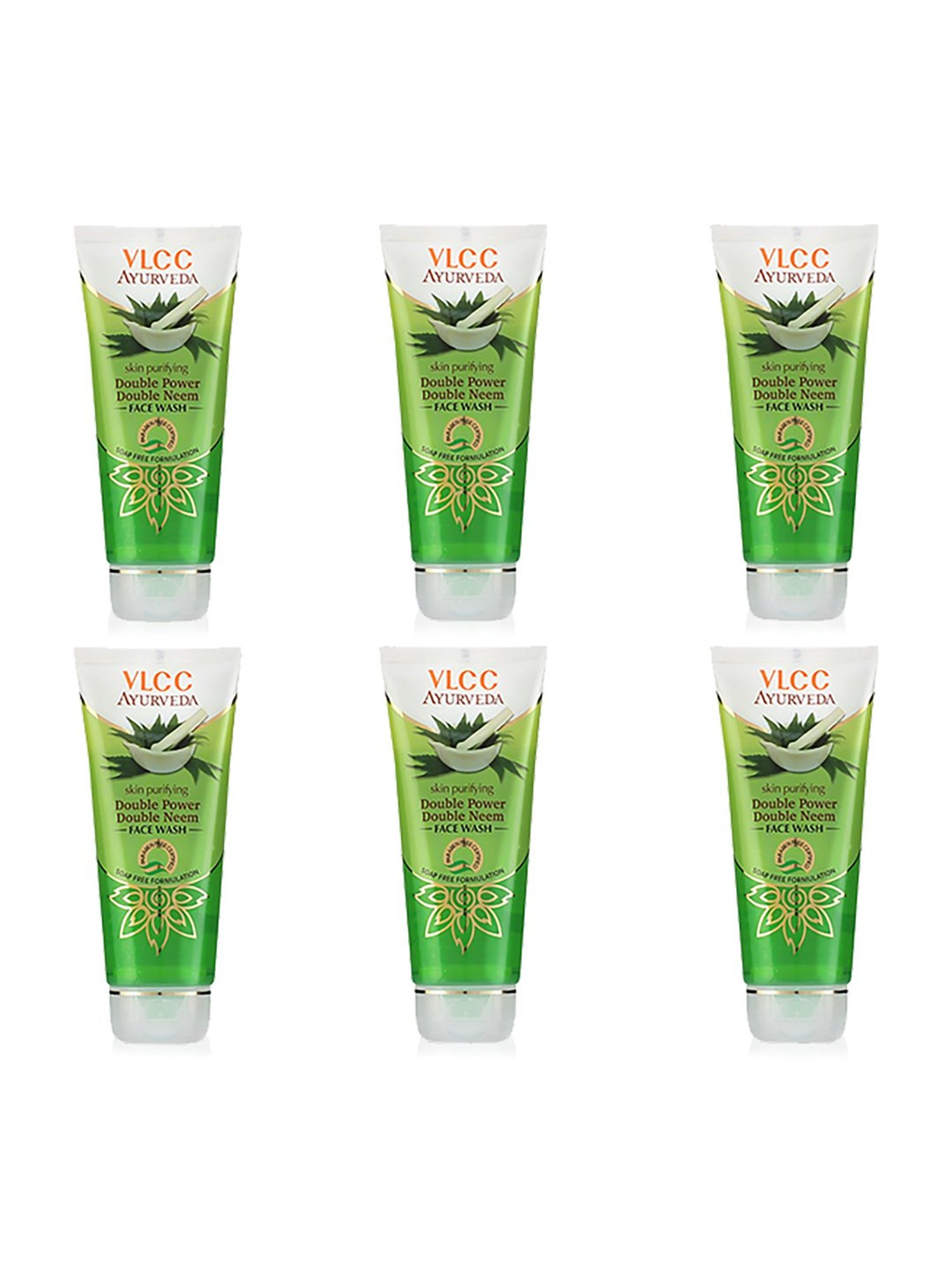 VLCC Ayurveda Skin Purifying Double Power Double Neem Face Wash - Pack of 6