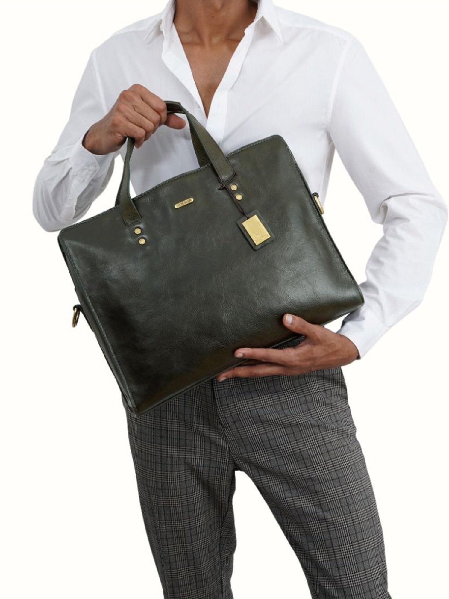 Hidesign La Plata 03 Large Mens Laptop Bag - Olive