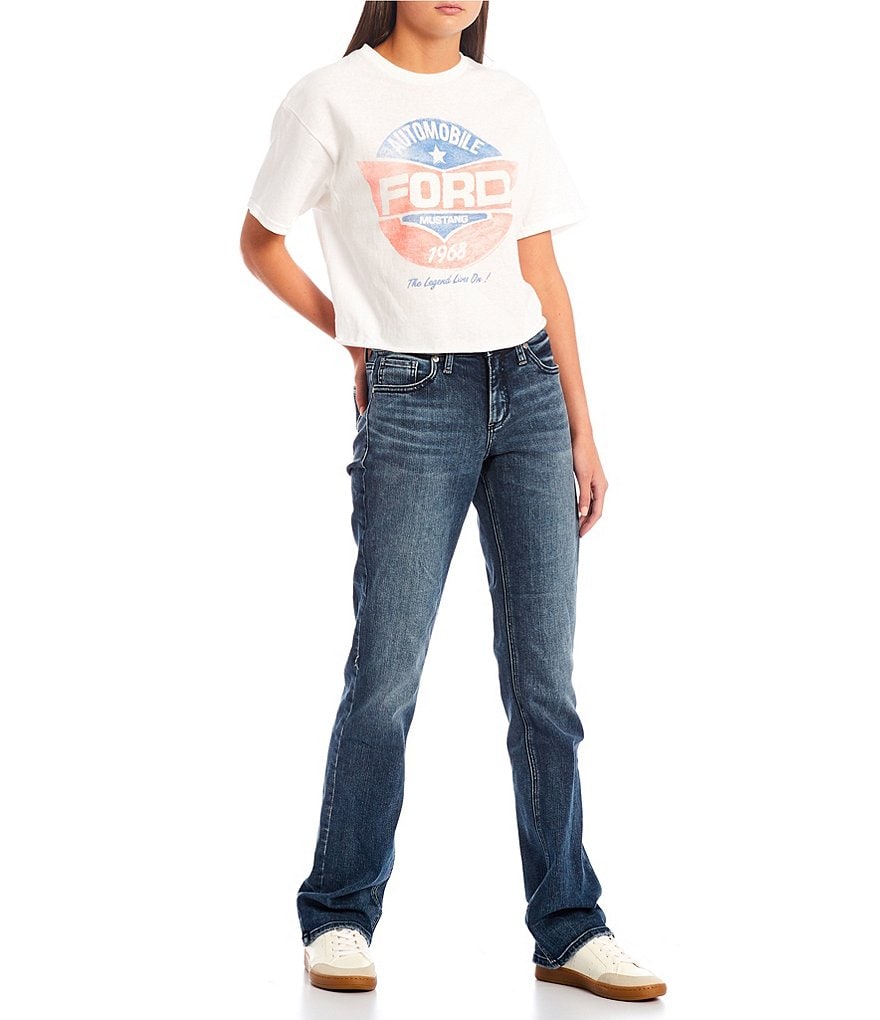 Silver Jeans Co. Elyse Mid Rise Recycled Polyester Slim Bootcut Jeans