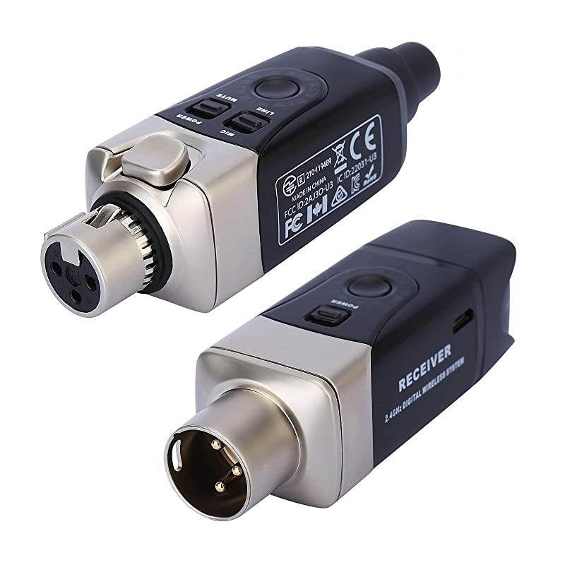 U3 Plug-on Microphone Wireless System for Dynamic Microphone Audio Mixer, PA System and DSLR Camera.