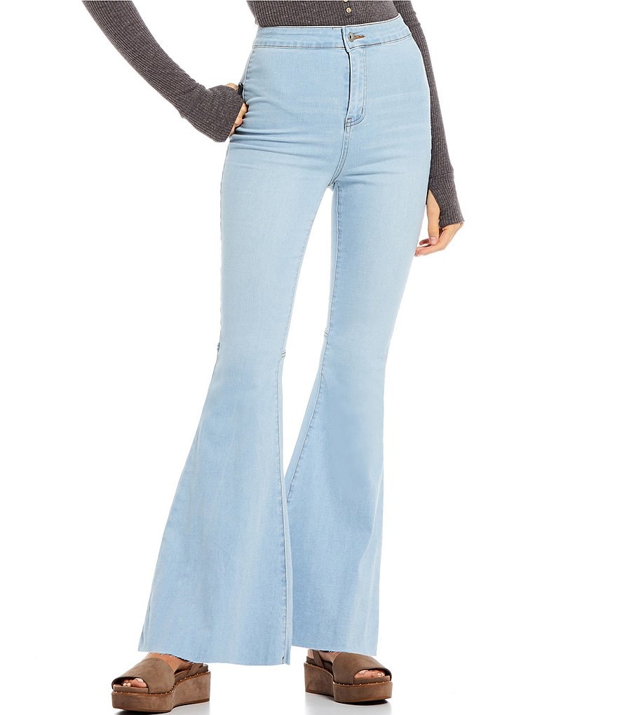 YMI Jeanswear Love Mid Rise Fray Hem Flare Jeans