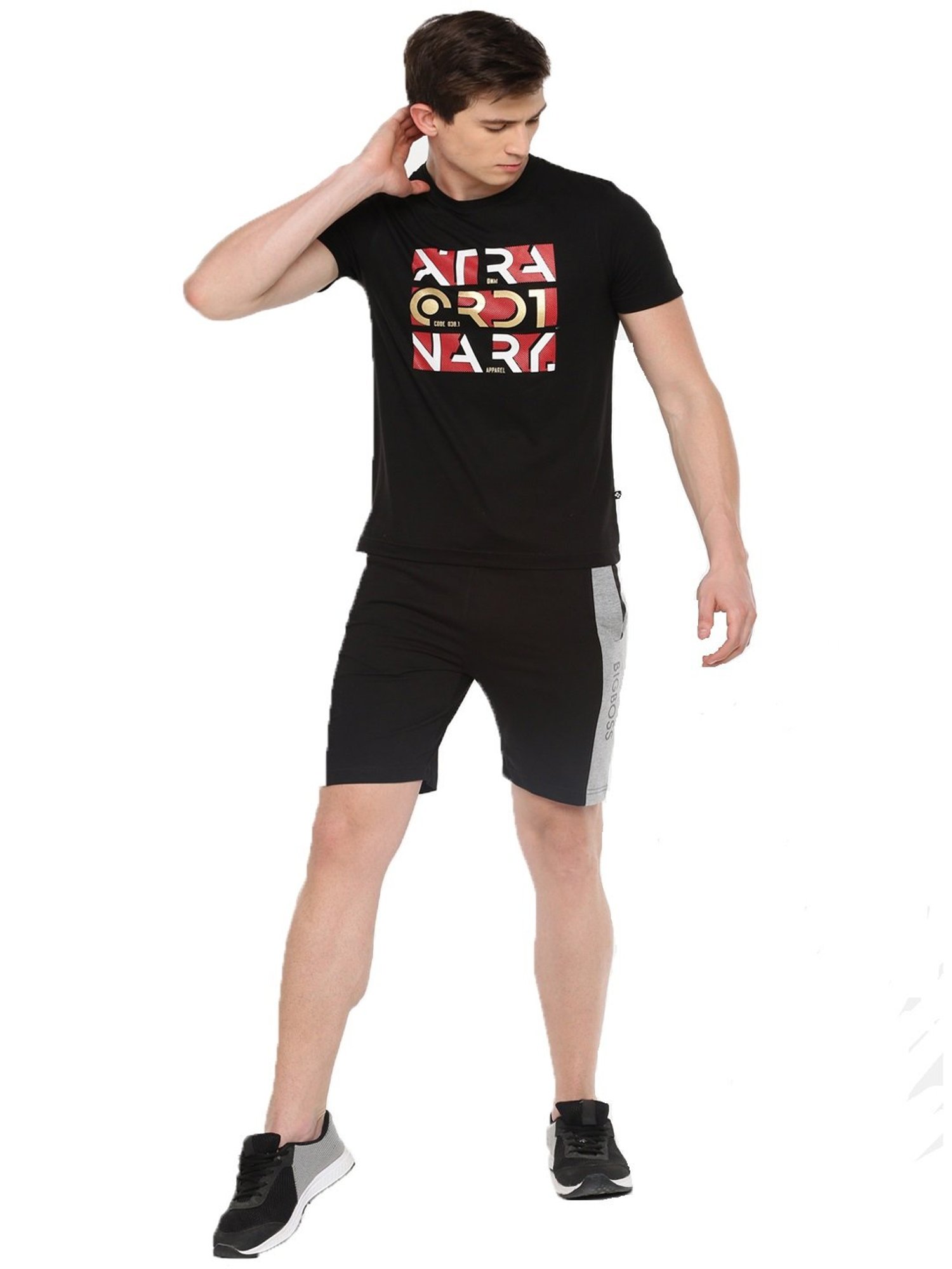 Dollar Black Cotton Regular Fit Colour Block Shorts