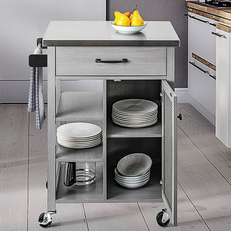 26" Kitchen Cart Gray - Home Essentials