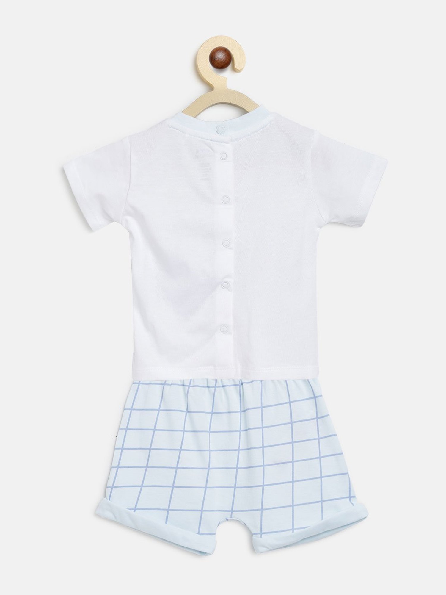 Chicco Kids White & Light Blue Printed T-Shirt with Shorts