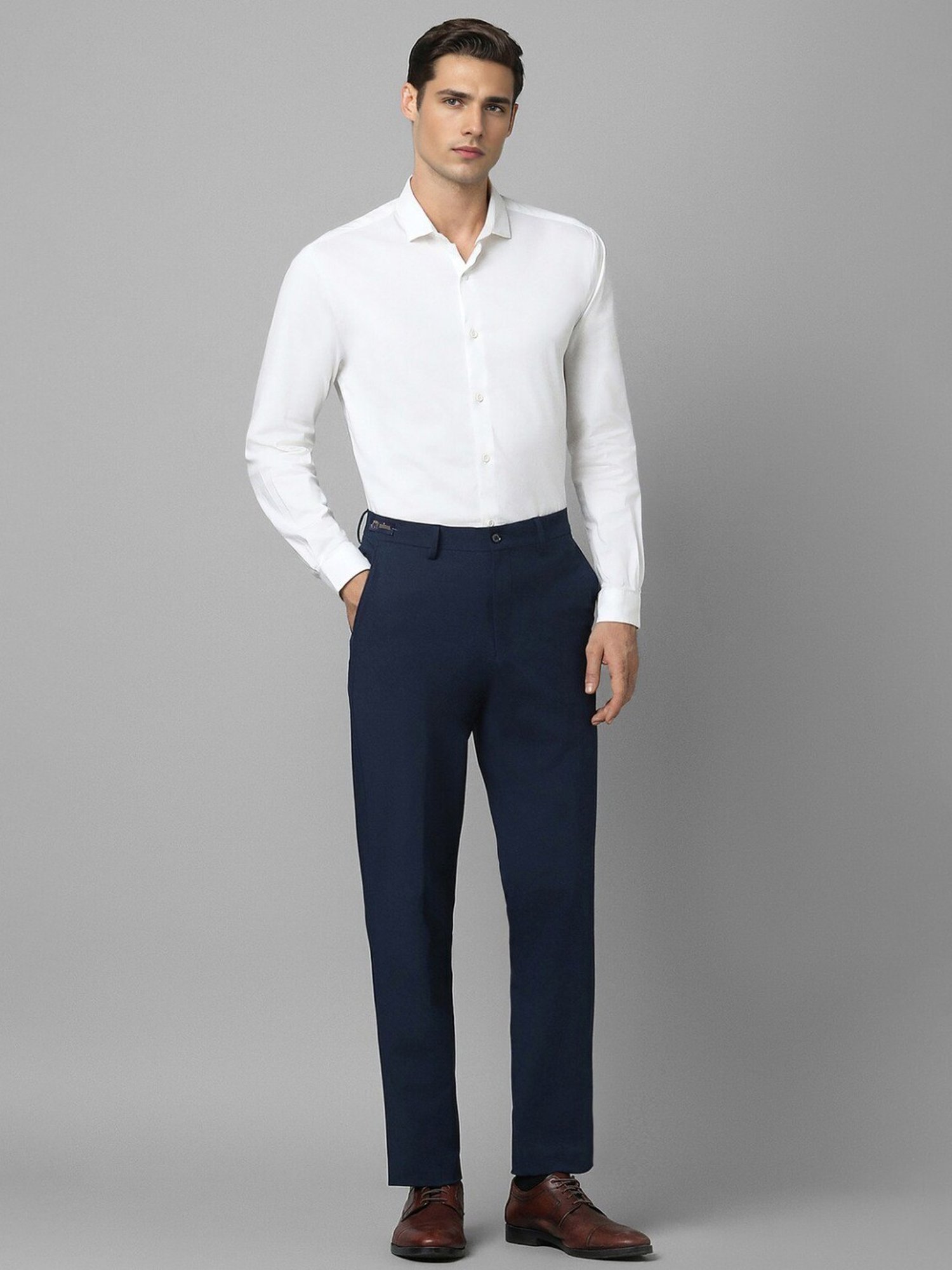 Louis Philippe Navy Slim Fit Trousers