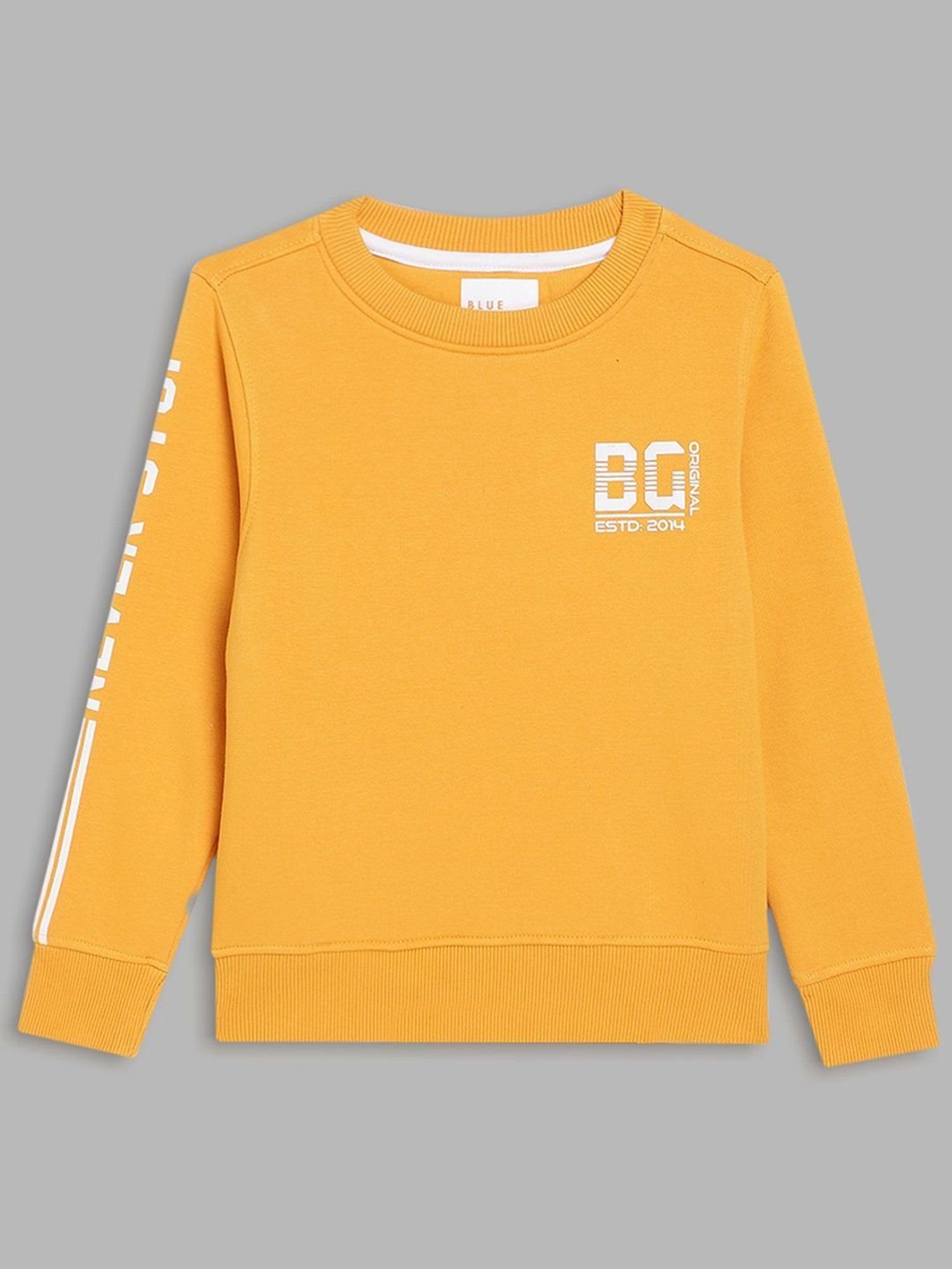 Blue Giraffe Kids Yellow & White Printed Full Sleeves Sweatshirt