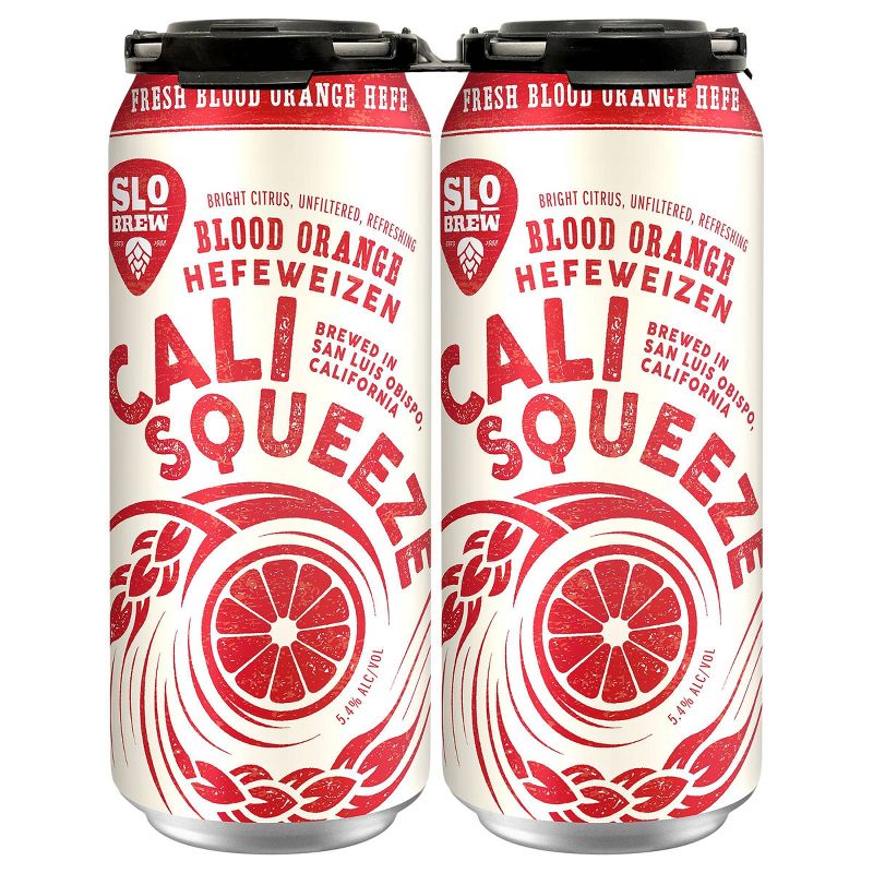 SLO Brew Cali-Squeeze Blood Orange Hefeweizen Beer - 4pk/16 fl oz Cans
