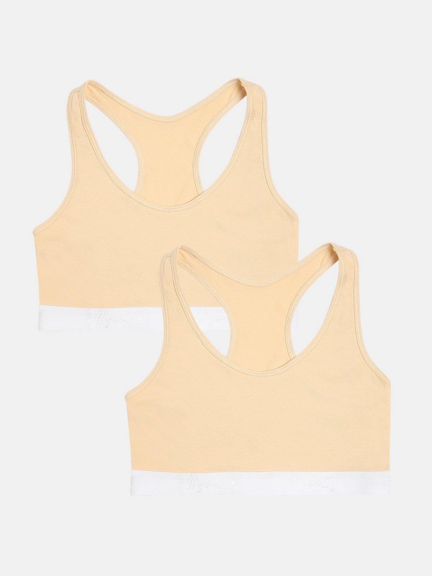 Sillysally Kids Solid Beige Bra (Pack Of 2)