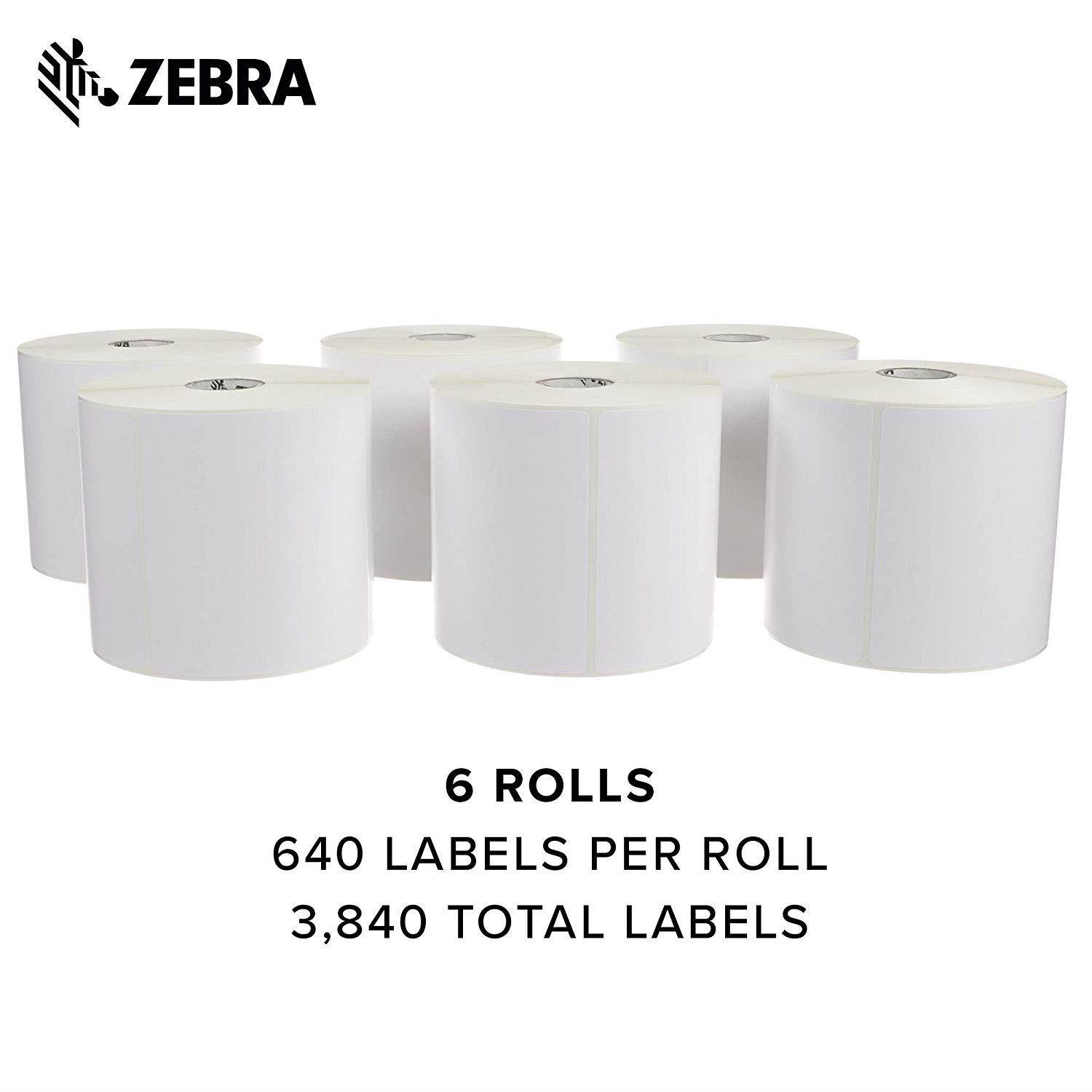 Zebra - 4 x 4 in Direct Thermal Paper Labels, Z-Perform 2000D Permanent Adhesive Shipping Labels, Zebra Desktop Printer Compatible, 1 in Core - 6 Rolls