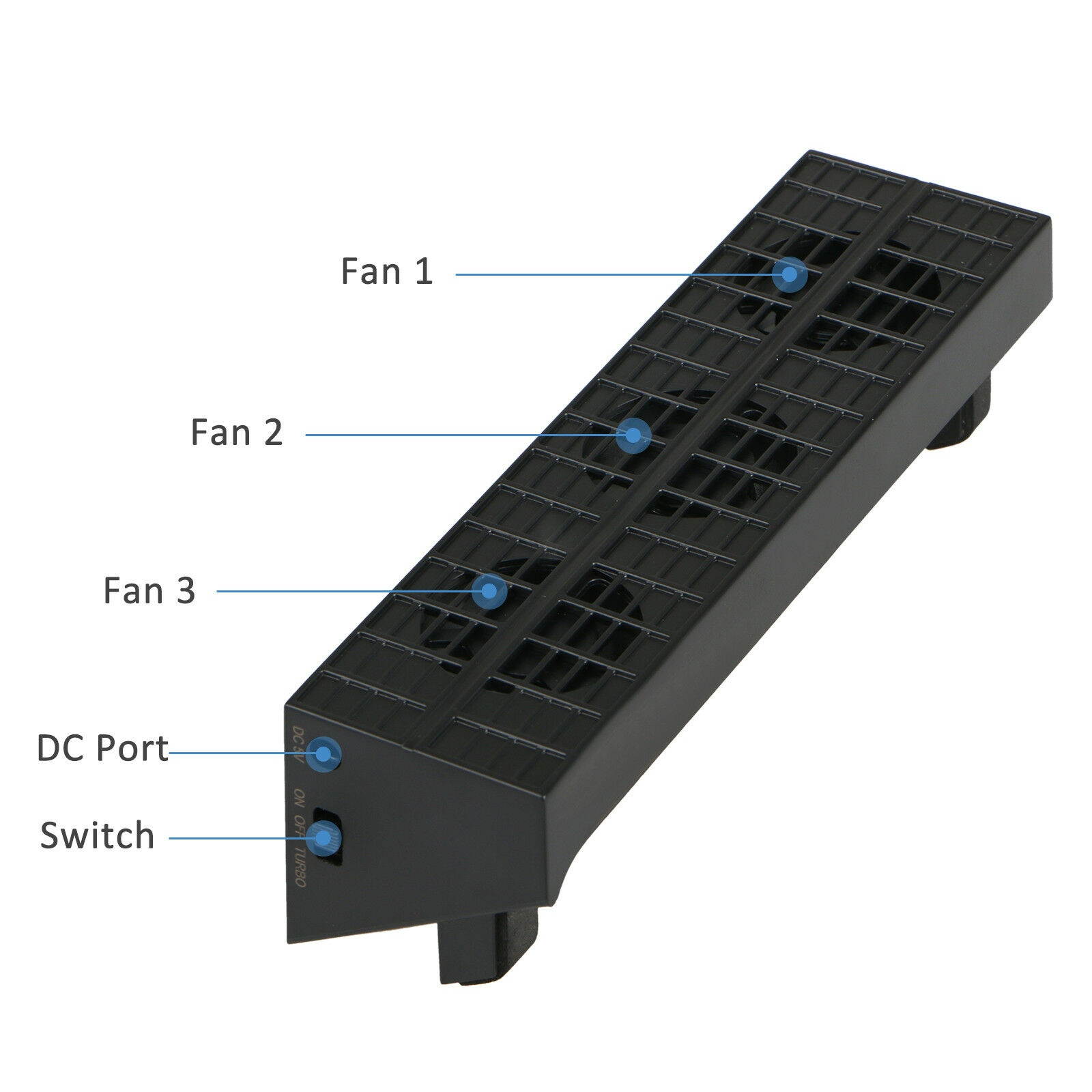 3 Fans Super Cooler Fan External Turbo Temperature Cooling Control for PS4 Slim