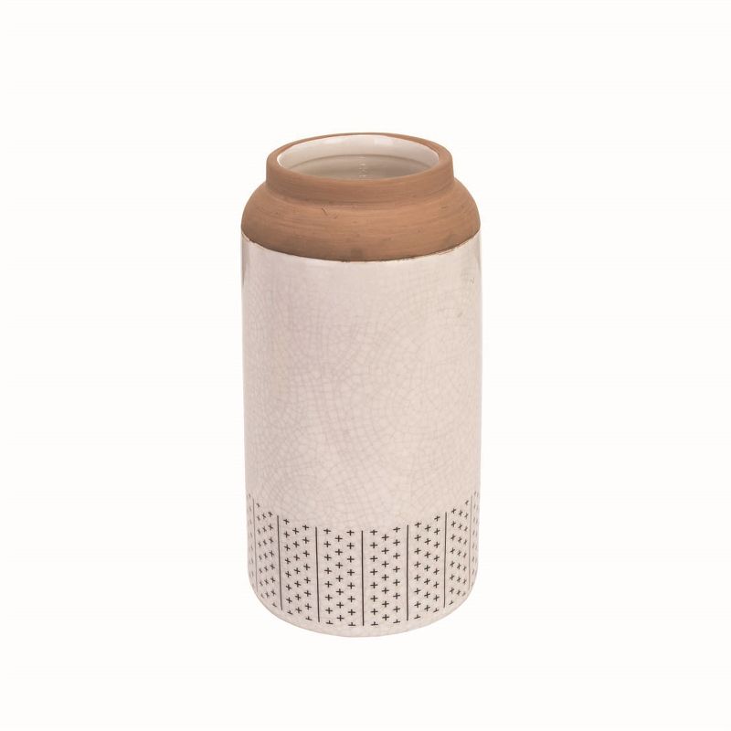 Foreside Home & Garden White Pattern Ceramic Vase