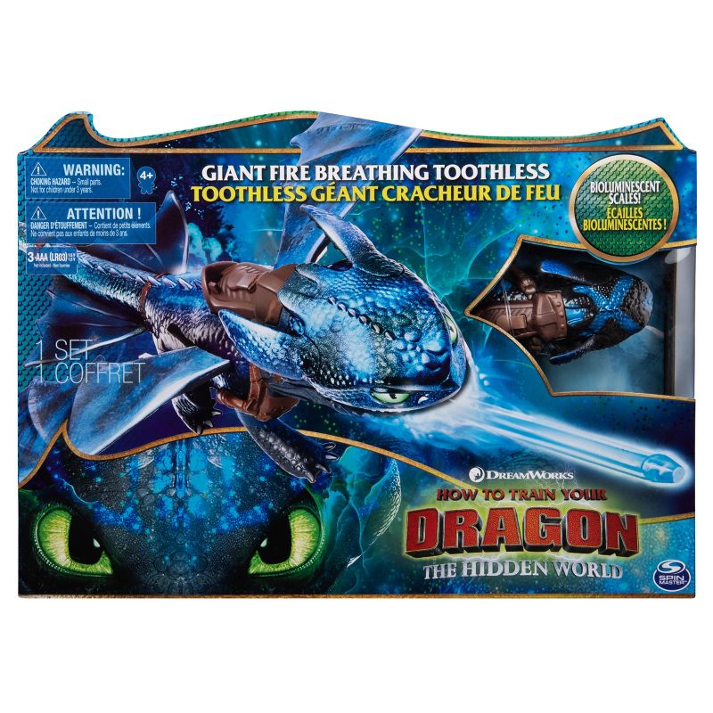 DreamWorks Dragons Giant Fire Breathing Toothless 20" Dragon with Fire Breathing Effects and Bioluminescent Color