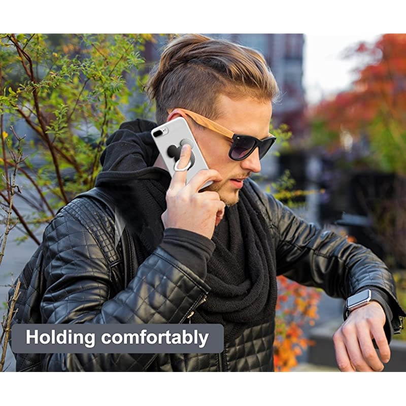 Cell Phone Ring Holder (2 Pack) High Viscosity Finger Stand Grip Reusable Washable 360 Rotation Universal Smartphone Kickstand for iPhone ipad Samsung Google HTC Most (BlackSilver) by