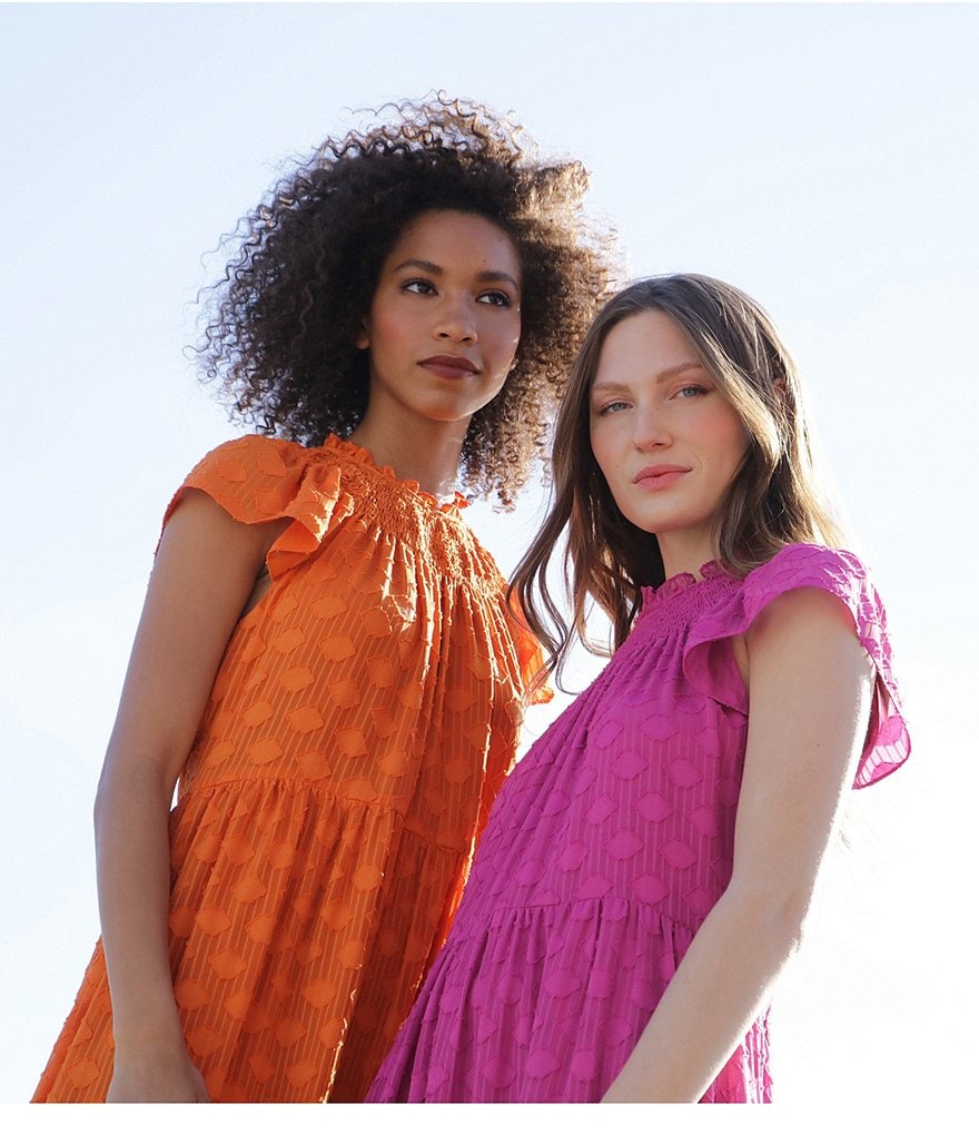 Donna Morgan Smocked Mock Neck Cap Sleeve A-Line Midi Dress