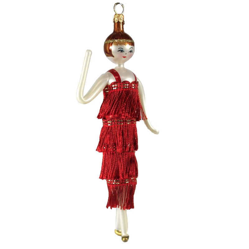 Italian Ornaments 6.5" Lady Of The 20'S Red Dress Ornament Italian Charleston  -  Ornament Sets