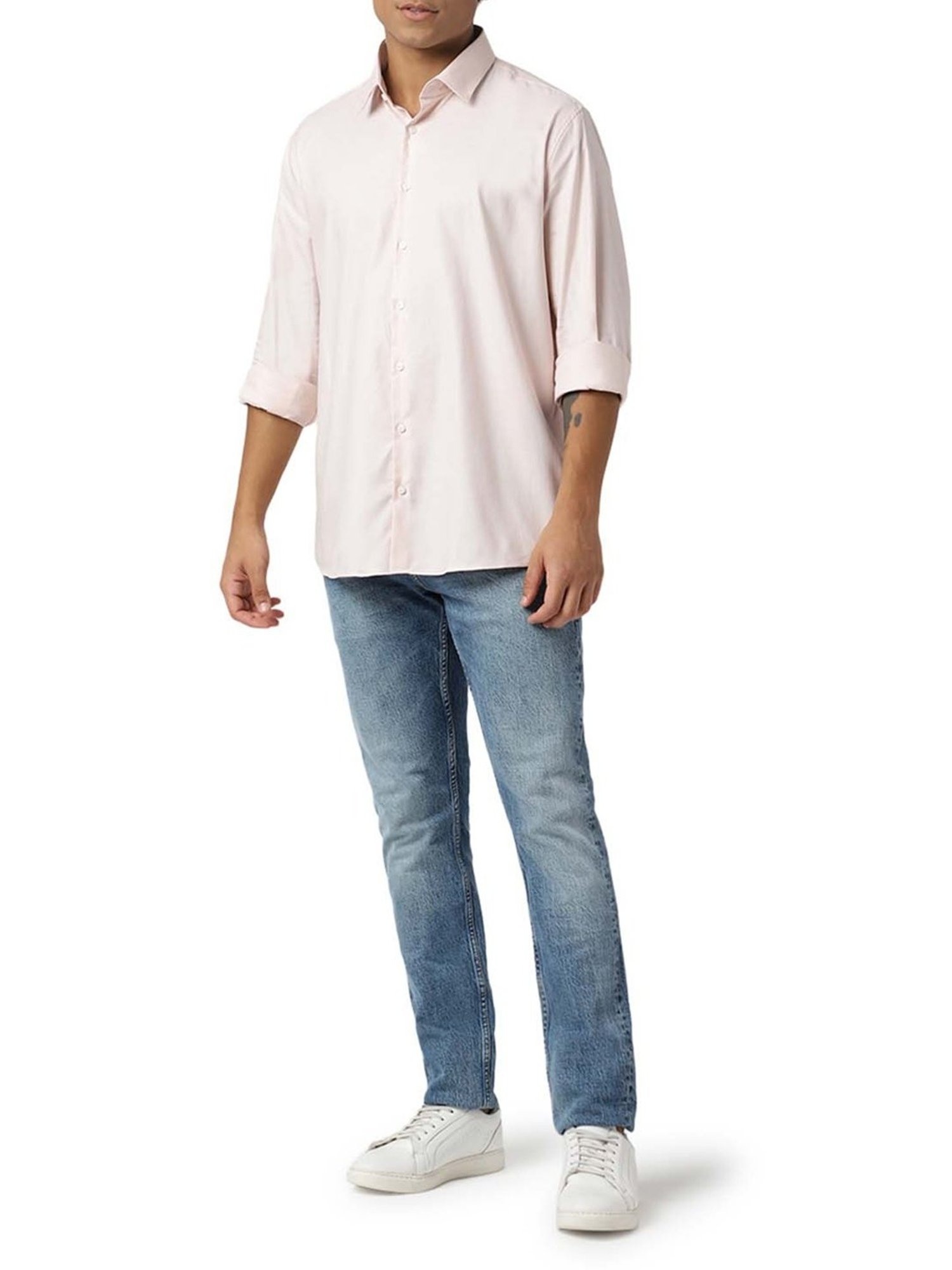 Calvin Klein Jeans Pink Bloom Self Slim Fit Shirt