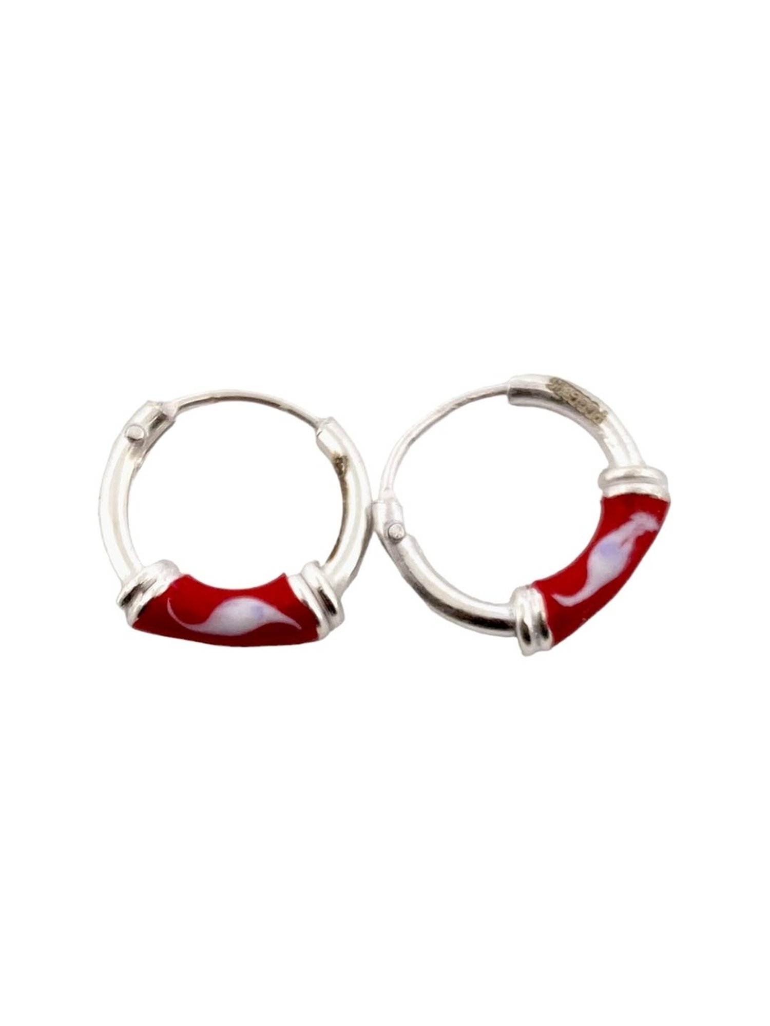 Rihi by P.C. Chandra Jewellers 92.5 Sterling Silver Red Hoop Earrings for Women & Girls