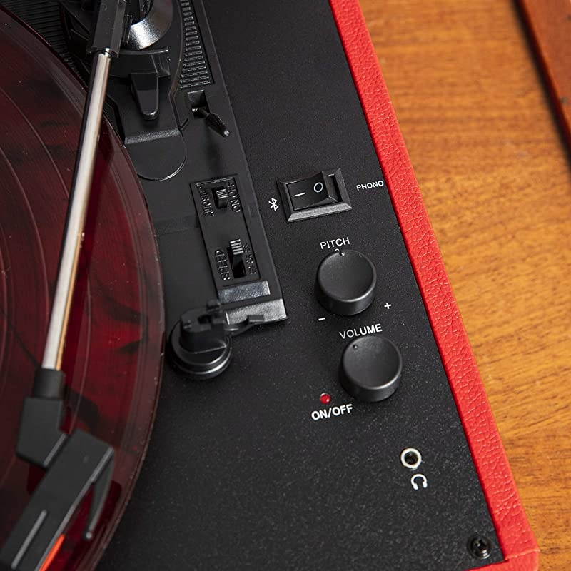 Cruiser Deluxe Vintage 3Speed Bluetooth Suitcase Turntable Red